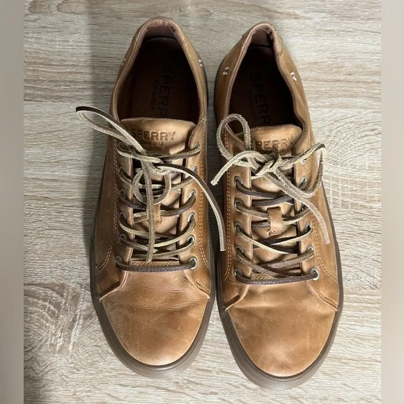 Sperry Striper II LTT Cognac Leather Low Top Sneakers Sahara Men 10 Oxford Shoes - Picture 7 of 12